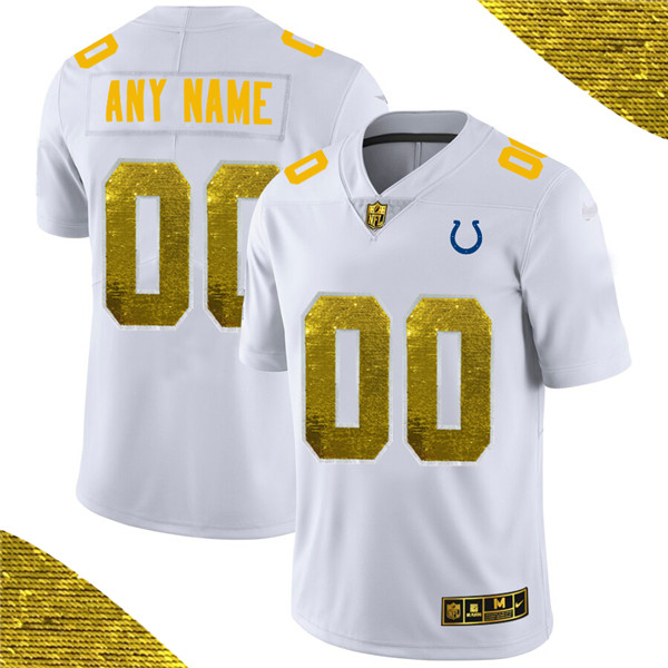 Men's Indianapolis Colts ACTIVE PLAYER White Custom Gold Fashion Edition Limited Stitched NFL Jersey